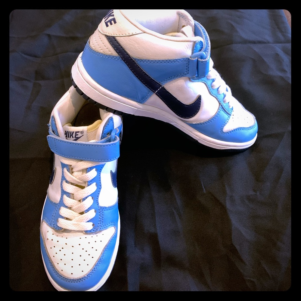 Blue and White Nike Dunk Mid 4Y